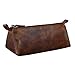 Produktbild STILORD 'Lio' Federmappe Leder Braun Vintage Stifte Euti 2 Fach rundes Federmäppchen groß für Damen und Herren Faulenzer Rolle aus Echtem Leder, Farbe:antik - Used