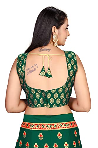 Image of LAHER Girl's Casual Wear Heavy Banarsi Jacquard Soft Silk Bridal Semi-Stitched Lehanga Choli With Dupatta Set.