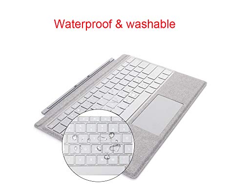 Silicone Clear Keyboard Cover Ultra Thin Skin Compatible 2018 Release Microsoft Surface Pro 6 & 2017 Release Microsoft Surface Pro 5 & Microsoft Surface Pro 4 12.3 inch (not fit Surface Pro 3)