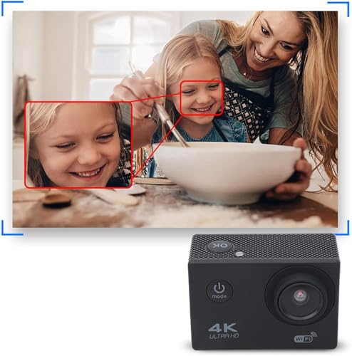 RigWig 4K 1080P Ultra HD WiFi Action Camera, (W/ 32GB SD Card) 30M Waterproof Housing Mounts, for Water Park, Swimming Pool, Cycling Action Camera - Image 2