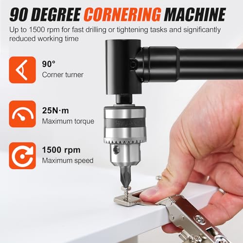 Faankiton 90 Grad Bohrfutter 1-10 mm Schnellspann Bohrfutter, Winkelbohraufsatz 90 Grad Rechter Winkel Bohren Adapter, Winkelbohr Vorsatz 90-Grad-Bohrverlängerung Rechtwinkelbohrer Steckdosenaufsatz