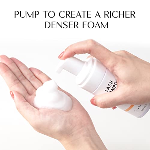 Lankiz Eyelash Extension Shampoo,+1 Brush,Sensitive Eyelid Foam Lash Cleanser For Extension,Deep Clean Eyelash,Makeup& Mascara Remover& Spa, Professional & Self Use (100Ml//Unscented/) #TOP3