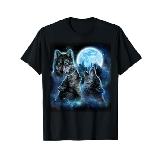 DREI Wölfe heulen unter eisigem Vollmond, Grauer Wolf T-Shirt