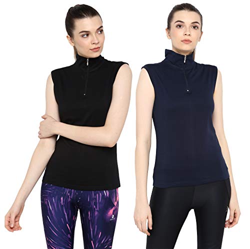 Image of Ap'pulse Women's Sleeveless 1 /4 Zip Hineck Tshirt(Pack of 2)