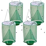 Trampas para moscas colgantes para exteriores, 4 unidades,reutilizables impermeables,protección UV,trampas para moscas de malla fina para jardín al aire libre, restaurante, sin cebo, película PO