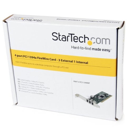 StarTech.com FireWire 1394a PCI - Adaptador con 4 puertos, 1 interno y 3 externos, Negro