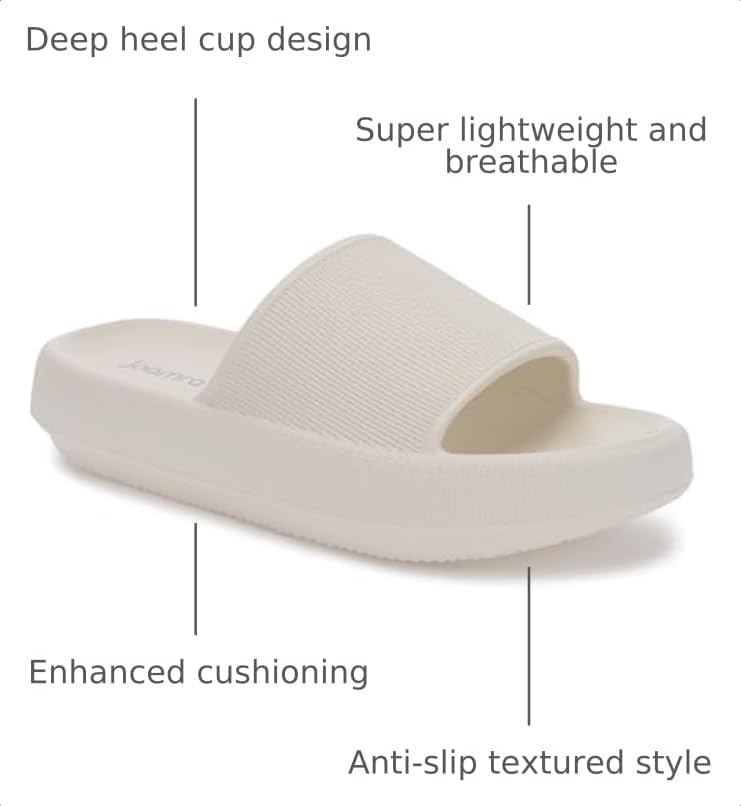  Pillow Slippers for Women and Men Thick Sole Ultra Cushion Slides | Cloud-Like Sole, Quick Drying Shower Shoes, Soft Open Toe Indoor Outdoor Sandals thumbnail