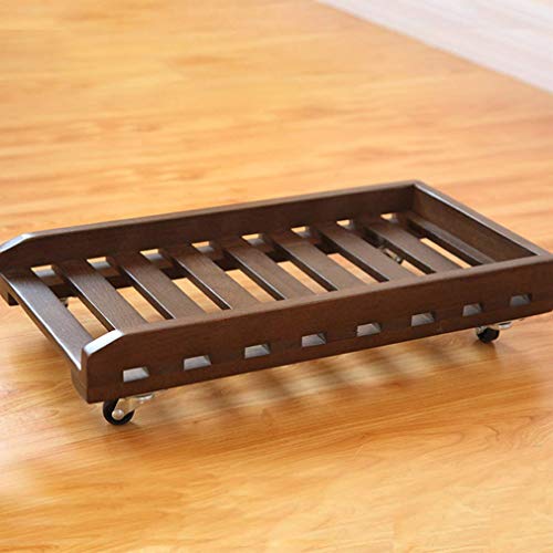 Roulettes meuble bois massif et support rectangulaire pour pot de fleurs - 2