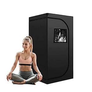 ZONEMEL Portable Sauna Tent, Full Size 1 Person Home Spa Tent for Relaxation Detox Therapy (Steamer Not Included- Black, 55.1″X31.5″X31.5″)