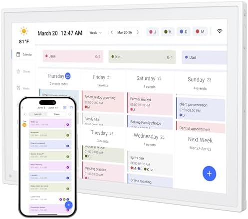 Digital Calendar, 10.1inch Smart WiFi Electronic Calendar&Chore Chart, IPS Touch Screen HD Display for Family Schedules, Share Moments Instantly from Anywhere Digital Calendar 10.1