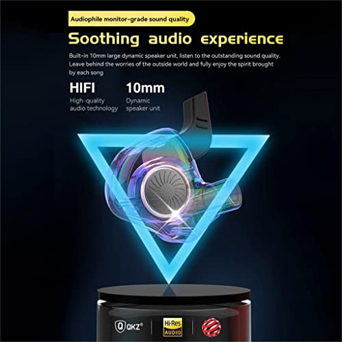 Image of QKZ AK6 Ares Wired IEM Earphone, 10MM Moving Coil PET Diaphragm Stylish Look Passive Noise Isolation Earbuds with Oxygen Free Copper Detachable Cable (Black, with Mic)