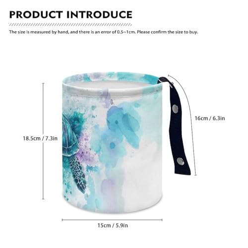 Image of Pensura Splash Ink Turtle Car Garbage Can Adjustable Buttons Mini Car Trash Bin Car Organizer Collapsible Trash Container Trash Bag for Car Accessories, Vehicle, Travelling, Camping