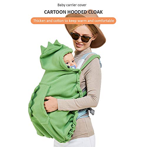Zimo Stroller Cover and Baby Carrier Cover Hooded Stretchy Cloak for Baby Hooded Reversible Suit for All Seasons Green