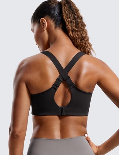 CRZ YOGA Womens Zip Front High Impact Sports Bra - Molded Cup Adjustable Convertible Straps Wireless Workout Yoga Crop Top2