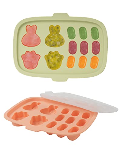 Image of DF DUALFERV 2 Pack Baby Food Freezer Tray, Perfect Silicone Baby Food Freezer Tray for Homemade Baby Food, Vegetable & Fruit Purees, and Breast Milk, Food Grade Silicone 