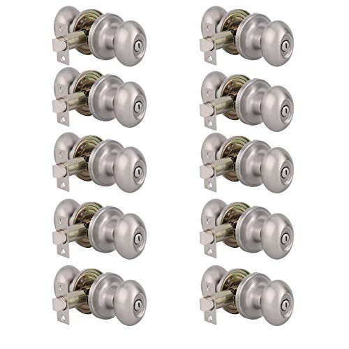 Free Shipping 🛒 knobelite Satin Nickel Door Knobs Egg Style, (10 Pack) Oval Shaped Keyless Door Handle Lock,for Bedroom Bathroom Commercial or Residential,Privacy Function-Locked Inside with Turn-Thumb for Security Limited Discount knobelite Satin Nickel Door Knobs Egg Style, (10 Pack) Oval Shaped Keyless Door Handle Lock,for Bedroom Bathroom Commercial or Residential,Privacy Function-Locked Inside with Turn-Thumb for Security