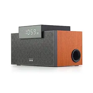 Edifier MP260 Wireless Speaker, Portable Bluetooth 5.0, Multi-Functional, Clock, Alarm, LED Display, USB Memory, TF Card, Brown