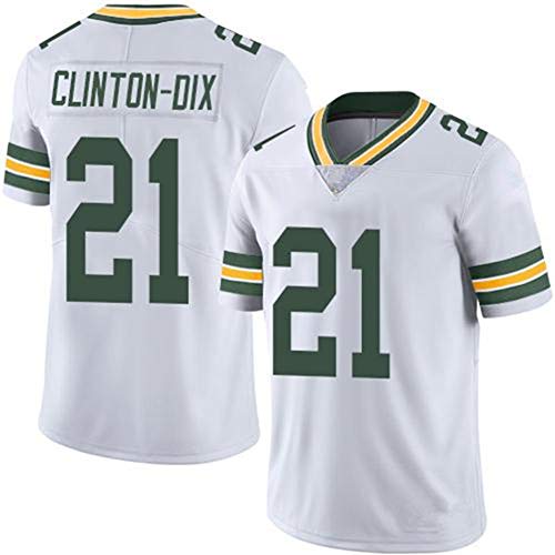 SSDS Maglia da Rugby Maglia da Calcio Clinton-Dix # 21 Packers Maglia da Football Americano Casual T-Shirt a Maniche Corte Maglietta Sportiva Unisex Felpa Manica Corta Polo-White-XXXL