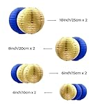 ZOOYOO 10Pcs Paper Lanterns,Blue Gold Round Hanging Tissue Paper Lanterns Decorations for Kids Birthday,Graduation,Ramadan,Eid Party Garden Home Decor - Image 2