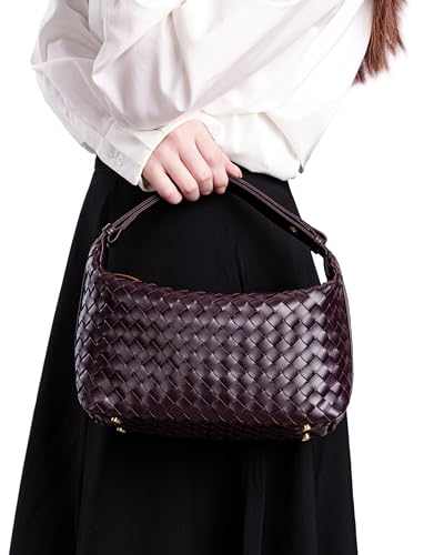 Rejolly Small Woven Bag for Women Leather Shoulder Purse Underarm Hobo Designer Clutch Handbag3