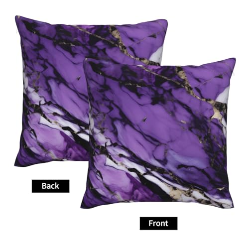 Housse de coussin violette marbrée 61x61 cm lot de 2 pour canapé