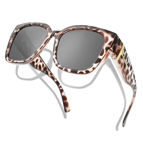 Hifot Gafas de Sol Polarizadas Ajuste Sobre Gafas Hombres Mujeres,UVA 400 Gafas de Sol para Usar Sobre Gafas Graduadas Automovilistas
