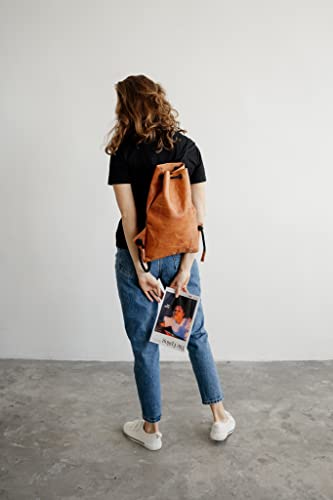 Berliner Bags Vintage Leather Backpack Gym Bag, Drawstring Sports Bag For Men And Women - Brown (Cognac) #TOP4