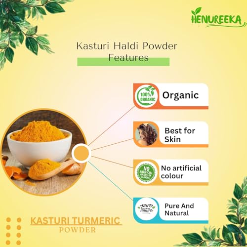 Image of Kasturi Turmeric Powder (Curcuma Longo) 100% Organic, Chemical-Free, and Paraben-Free Skin Brightening & De-Tanning Natural Beauty Care (100g)