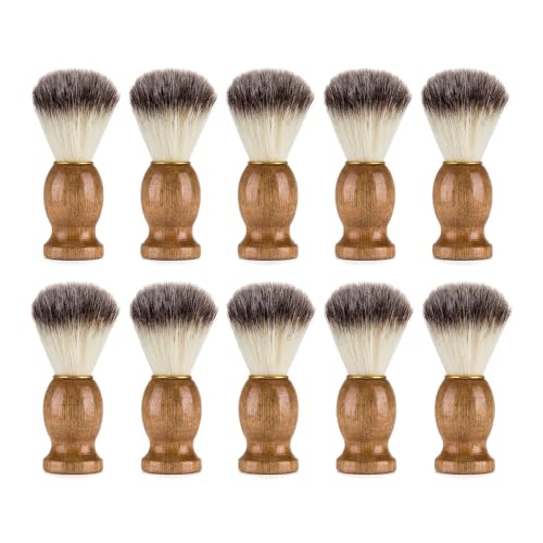 10 Pcs Wood Handled Badger Hair Shaving Brush Bulk Professional Salon Tools Beard Grooming Tool for Men Shave Accessory
