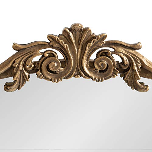 Kate And Laurel Arendahl Traditional Arch Mirror, 24 X 36, Antique Gold, Baroque Inspired Wall Decor #TOP5
