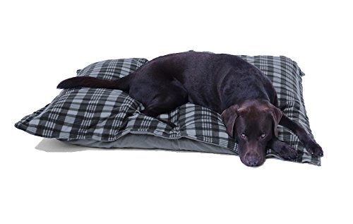 SUNNYDOGS Hundebett XXXL | waschbares Hundekissen mit Reißverschluss | graues Liegekissen für große Hunde | Wendekissen karo 120 x 100 cm