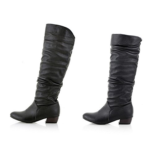 Bottes genoux grande taille confortables avec fermeture éclair latérale - 5