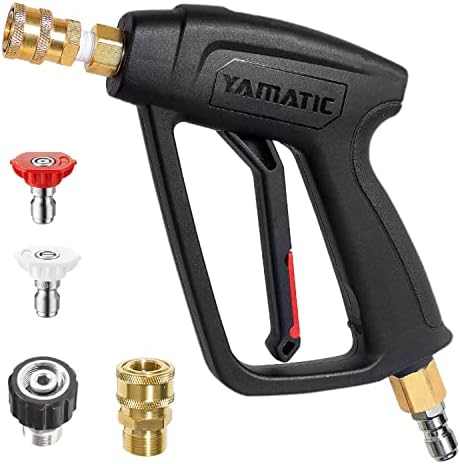 YAMATIC Pressure Washer Gun with 3/8" Swivel Quick Connector, High Power Washer Handle with M22-14mm & M22-15mm Adapter Replacement for Sun Joe, Ryobi, Simpson, Craftsman and More (4500 PSI, 8 GPM)