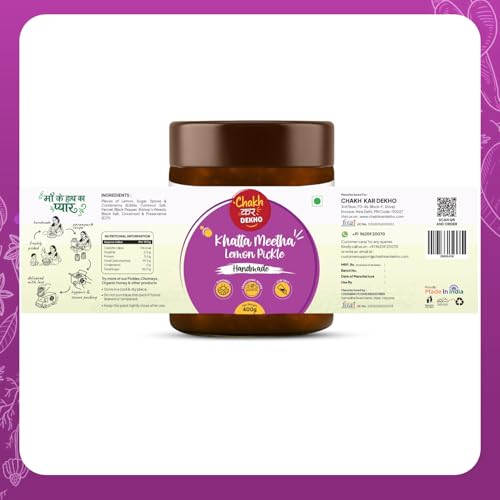 Image of Chakh Kar Dekho Khatta Meetha Lemon Pickle - 400 gm | Traditional Homemade Khatta Meetha Nimbu Ka Achar | Sweet & Sour Indian Pickle | Made with Natural Ingredients & Authentic Flavours