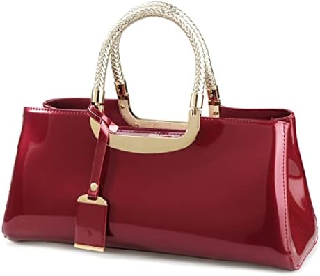 HOXIS Glossy Faux Patent Leather Structured Shoulder Handbag Wome...