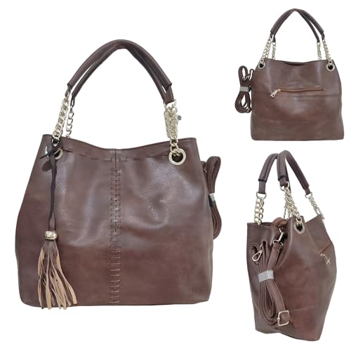 Bolsas Femininas Grande de Mulher de Ombro de Luxo Espaçosa Elegante Luxuosa Para Mulheres (MARROM E