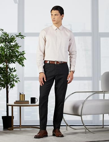 Image of Arrow Men Slim fit Cotton Patterned Weave Long Sleeves Cutaway Collar Shirt