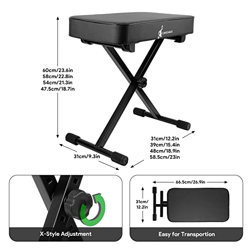 Chachazo Piano Bench, Piano Stool Adjustable Keyboard Bench Foldable Piano Chair, 2.95In Thickness Padded High-Density Sponge Piano Seat Keyboard Stool With Music Stand #TOP3