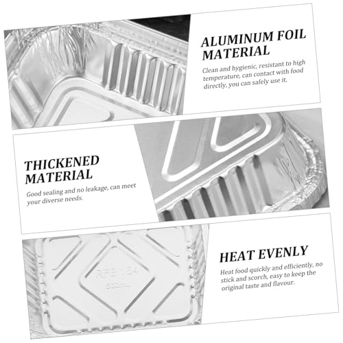 Cajas de aluminio de 600ml con tapa para hornear pack de 50 moldes desechables 8