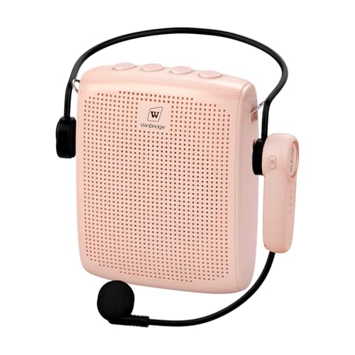 Image of WinBridge WB002 Bluetooth Voice Amplifier with Wireless Headset, Pink | Speaker and Mic Ideal for Cassrooms, Teachers & Presenters, 15W Clear Sound, One-Touch Mute, Lightweight, 12-15 hr Battery