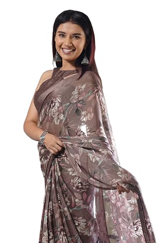 Image of MIRCHI FASHION Women Saree Chiffon Floral Printed | Breathable Lightweight Sari for Regular Home and Office Wear with Blouse Piece