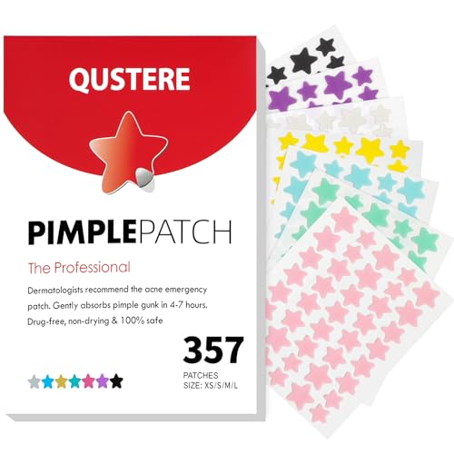 Image of QUSTERE Pimple Patches for Face, Colorful Hydrocolloid Acne Patches, Cute Star Zit Covers for Face, Spot Stickers with Tea Tree, Salicylic Acid & Cica Oil| 4 Sizes (8mm, 10mm, 12mm & 14mm) |357 Count