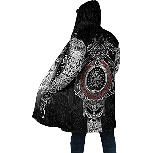 Ragnarok Fenrir Wolf Men's winter thickened warm lambswool hooded parka Viking Mythology Casual Parker Jacket outerwear (Color : Fenrir Wolf A13, Size : 3X-Large)2