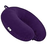 CRAE Travel Neck Pillow for Men & Women | Soft Fibre Cushion for Flight, Car & Train | Soft Velvet Fabric with Attachable Snap Strap | Cervical Support for Neck Pain Relief.Pack of 1(Purple)