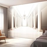 Vlies Fototapete Kolonnade im europäischen Stil, klassisch Foto Tapete 350 x 256 cm Moderne Wanddeko Design Mustertapete Wand Dekoration Wohnzimmer Schlafzimmer Büro Beige, warme Farbe