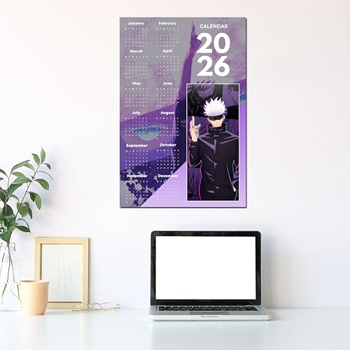 Image of 2026 Anime Calendar - Gojo Satoru from Jujutsu Kaisen | 12 inch x 18 inch size | Wall Decoration Aesthetic Calendars
