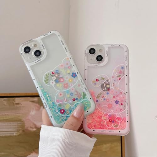 Image of PEEPERLY Back Cover Case for iPhone 15 Pro Scratch Resistant Anti-Slip TPU Shockproof Protective Durable Luminous Charming Floral Case for Girls & Women(Blue)