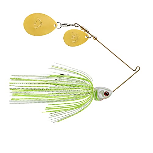 Leurre de pêche au bar Booyah Covert Series Spinner-Bait coloris Pearl Chartreuse à double palette