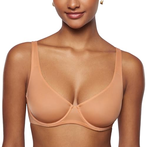 Image of INLYRIC Women's Mesh Balconette Bra Unlined | Ultra-soft, Unlined, Underwire, Light Support, No Padding, Semi-sheer, Demi, Seamless Look, Sexy, Supportive Comfortable
