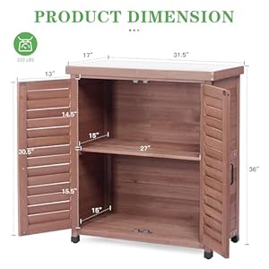 Outdoor Potting Bench with Storage Cabinet and Metal Top, Wood Workstation for Outdoor Patio, Garden (Dark Brown, 31x17x36‘’) Outdoor Potting Bench with Storage Cabinet and Metal Top Wood Workstation for Outdoor Patio Garden Dark Brown 31x17x36